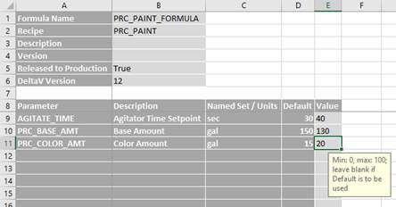 Formula Editor resulting Excel File