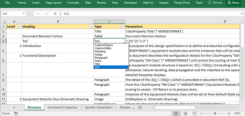 Document Data Excel Workbook